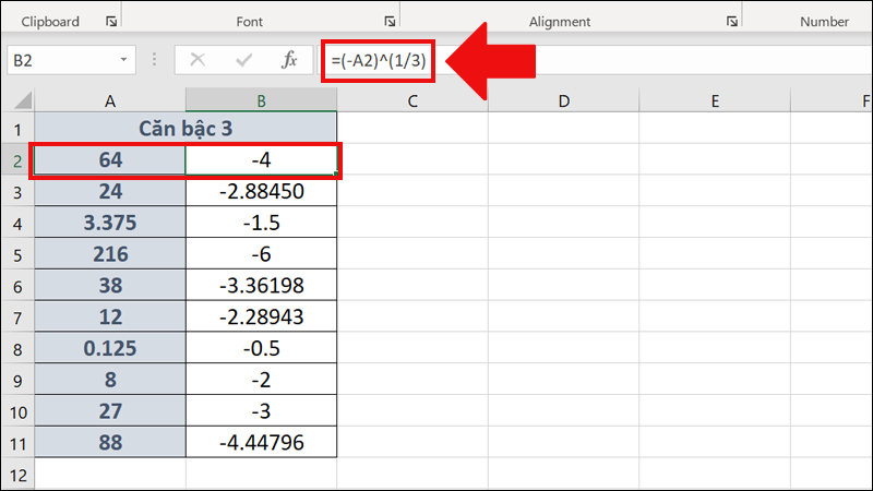 Ứng dụng về cách tính hàm căn bậc 3 trong excel